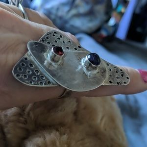 Sterling Vintage Garnet/Topaz 80's Ring Size 8